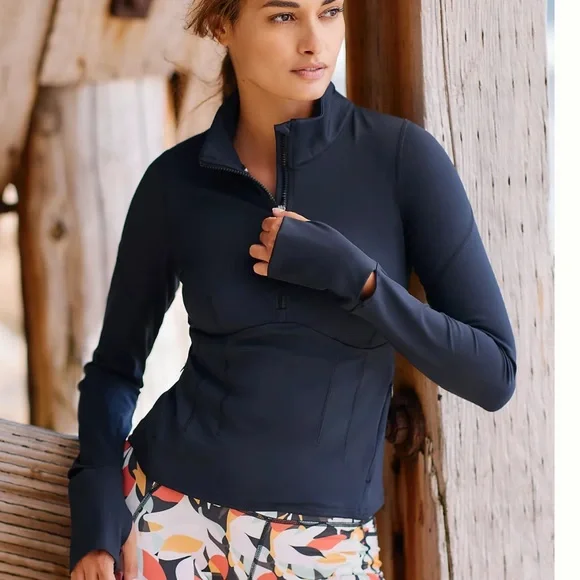 Free People Movement Run The Course Half Zip in Black NWT - Picture 3 of 16